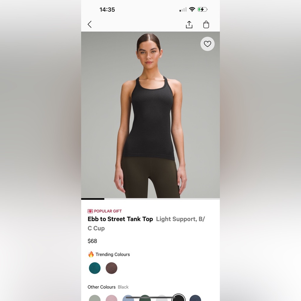 Lululemon Ebb to Street Tank Top size 2